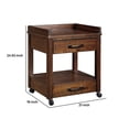 thumbnail image 5 of 2 Drawers and 1 Open Compartment Wooden Printer Stand with Casters Brown, 5 of 6