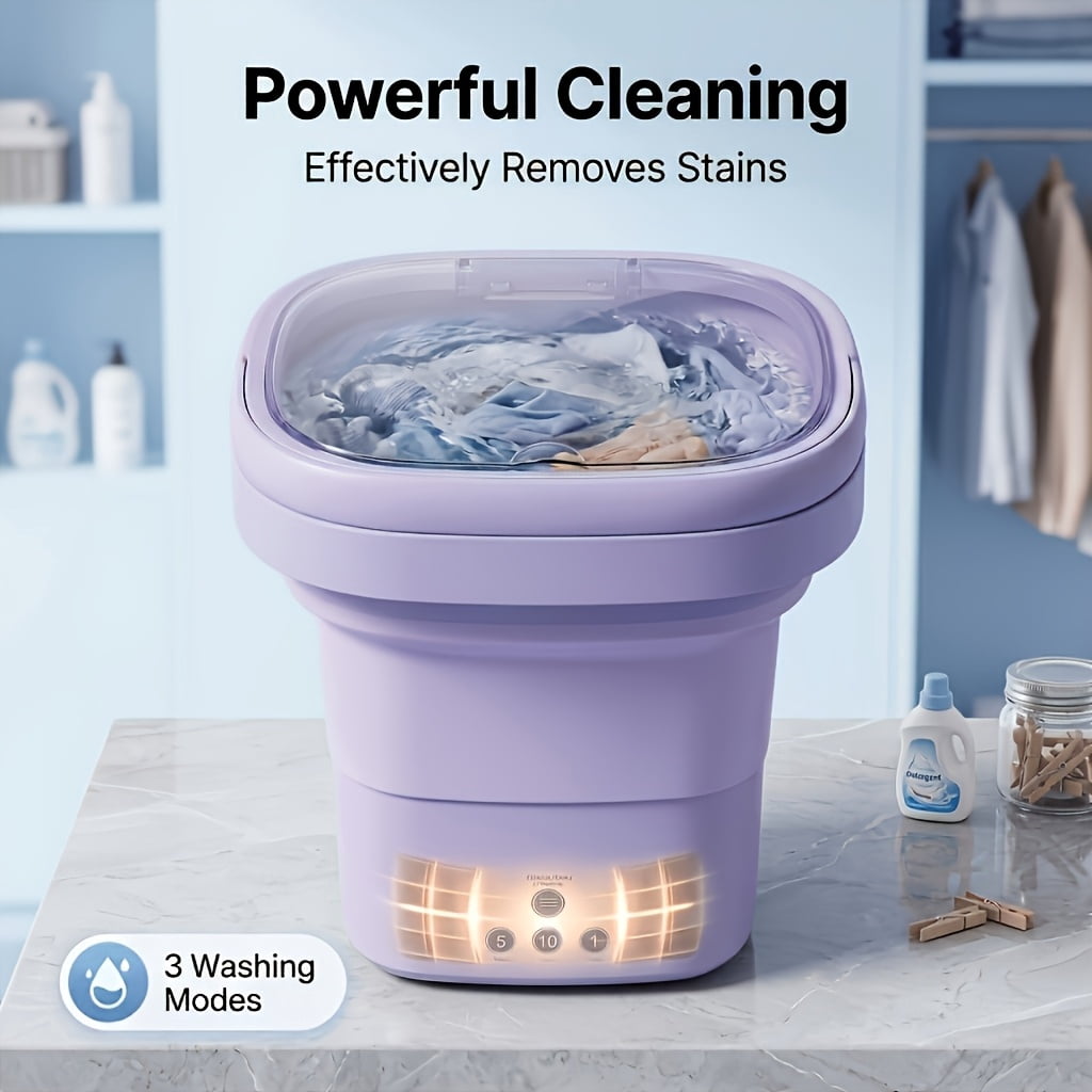 Portable Mini Washing Machine, High Capacity, 3 Deep Cleaning Modes, Suitable for Underwear, Apartments, Travel, RVs, Camping, Laundry Solution, Space-Saving Design, Multimode Washer