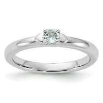 Auriga Fine Jewelry 925 Sterling Silver Aquamarine Ring for Women Size 7