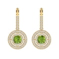 thumbnail image 3 of 1.79 Ct Brilliant Round Cut Halo Drop Dangle Natural Peridot 14K Yellow Solid Solid Gold Everyday Dainty Earrings Lever Back, 3 of 7