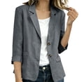 thumbnail image 2 of Blazers for Women Business Casual 3/4 Ruched Sleeve Open Front Blazer Lightweight Breathable Office Work Jackets, 2 of 8