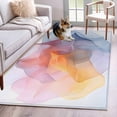 thumbnail image 3 of 4x6 Area Rugs, Pink Yellow Blue Abstract Non-Skid Rubber Backing Large Rectangle Rugs - Living Room Bedroom Home Office, Modern Art Wave Indoor Floor Mat Carpets Washable Rug, 3 of 9