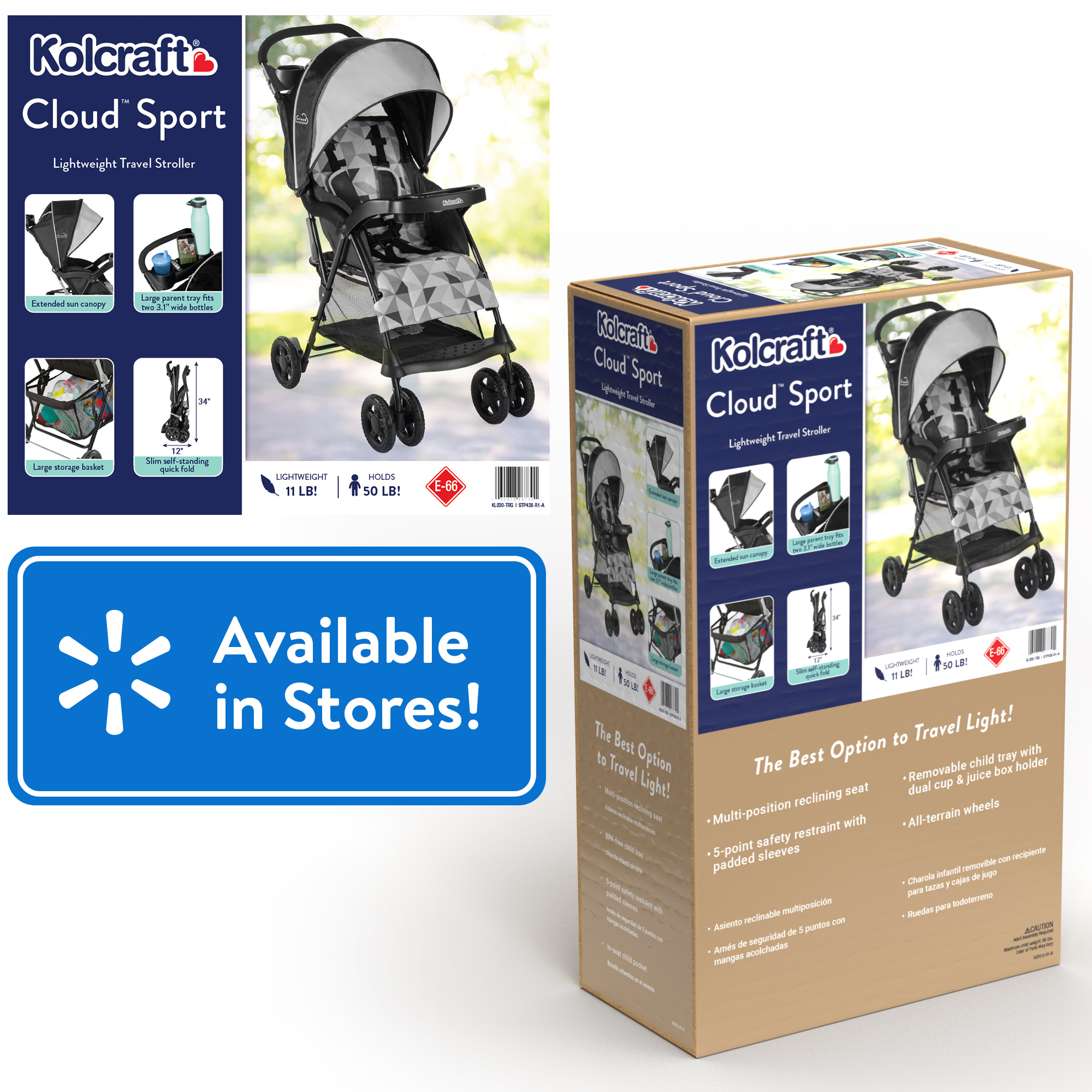 Kolcraft Cloud Sport Lightweight Stroller, Gray/Black photo 3