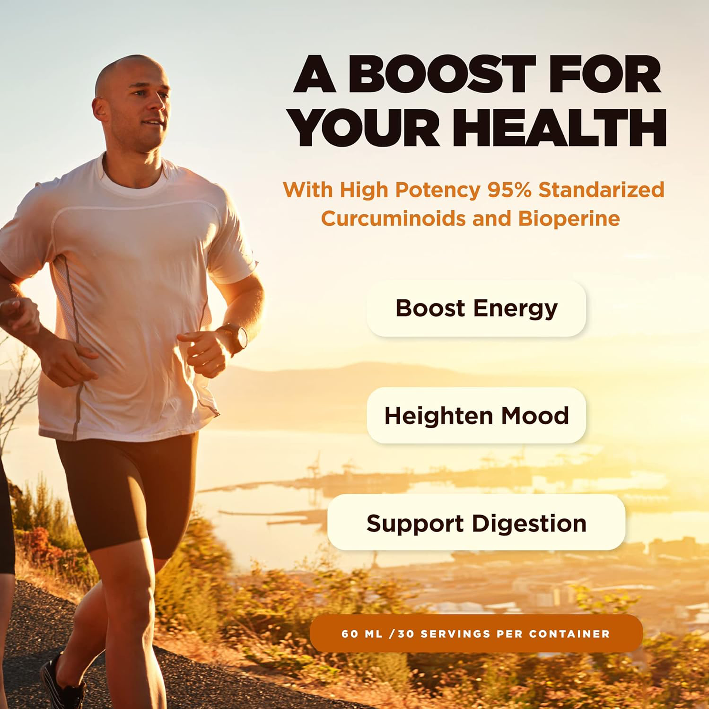 Ultra6 Nutrition Liquid Turmeric Curcumin Extract Drops with Black Pepper Bioperine Easy-to-Take 60ml