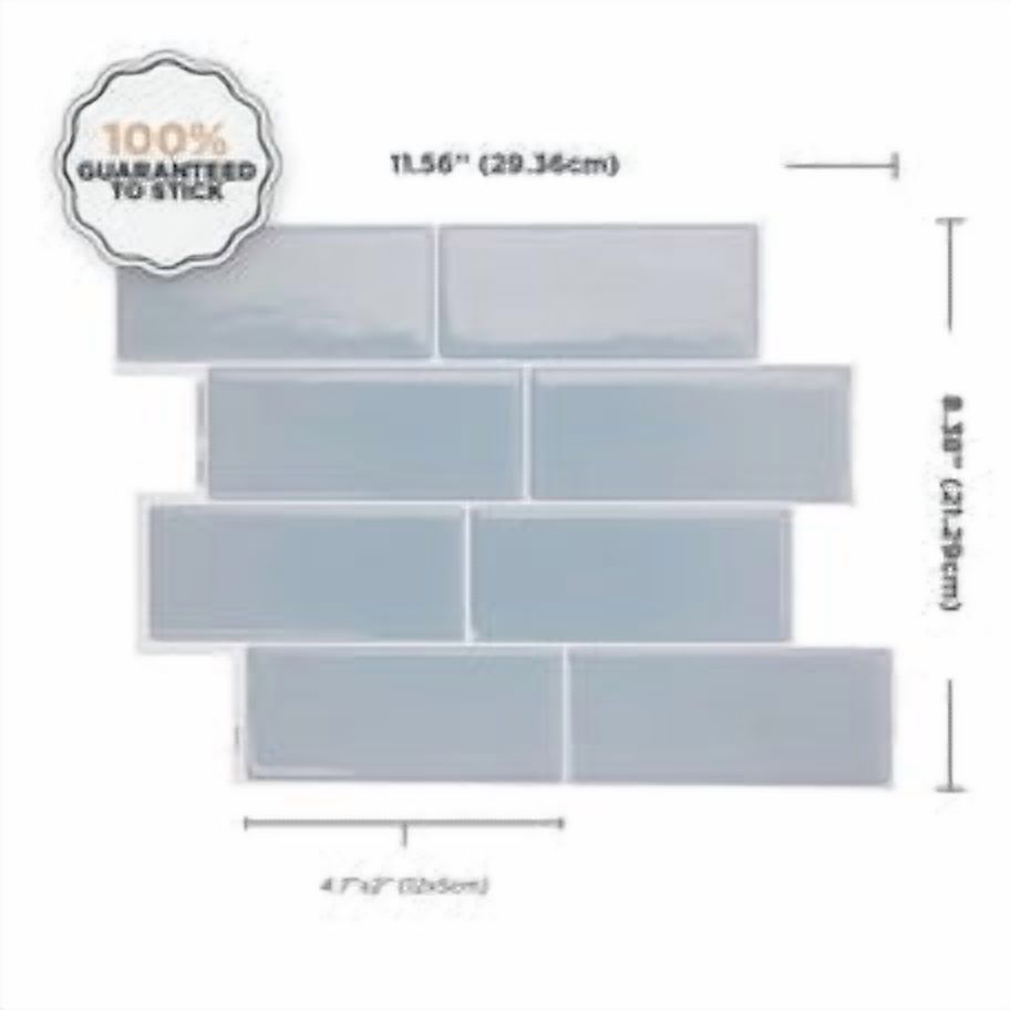 Smart Tiles Peel and Stick Backsplash, 5 Adhesive Tiles, Metro Blue, 11.55"x8.38"