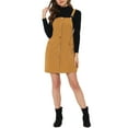 thumbnail image 2 of INSPIRE CHIC Mother's Day Women's Corduroy Dress Adjustable Straps Button Down Pinafore Overall Dress with Pockets XS Mustard, 2 of 7