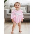 thumbnail image 5 of Miaouyo Infant Baby Girls Fall Romper 0 3 6 9 12 18 Months Plaid Print Bow Embroidery Long Sleeve Ruffled Round Neck Jumpsuit, 5 of 9