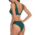 thumbnail image 3 of Trajes de baño para mujer Traje de baño de dos piezas Poliéster Correa ancha Triángulo Cuello en V Traje de baño con bandas Verde M, 3 of 6