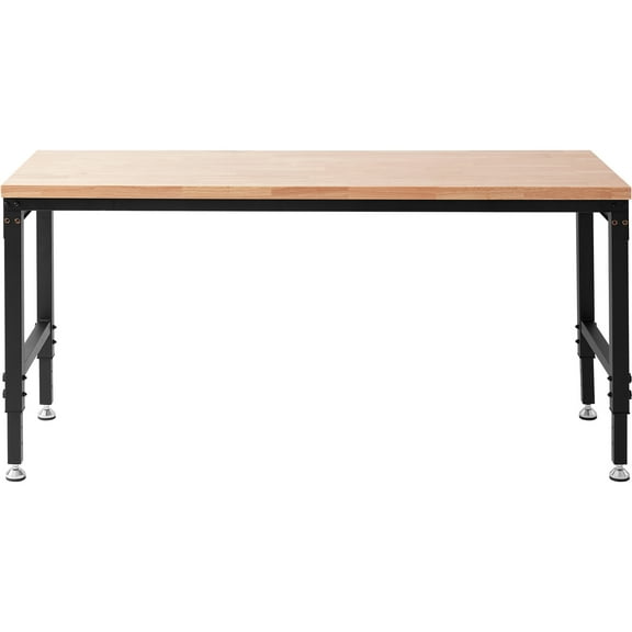 KFFKFF Movable Workstation, 72" L X 25" W, Equipped with Universal Casters, Adjustable Heights from 28-39.5", Can Bear Up to 3000 LBS, Comes with Power Sockets, Hardwood Surface
