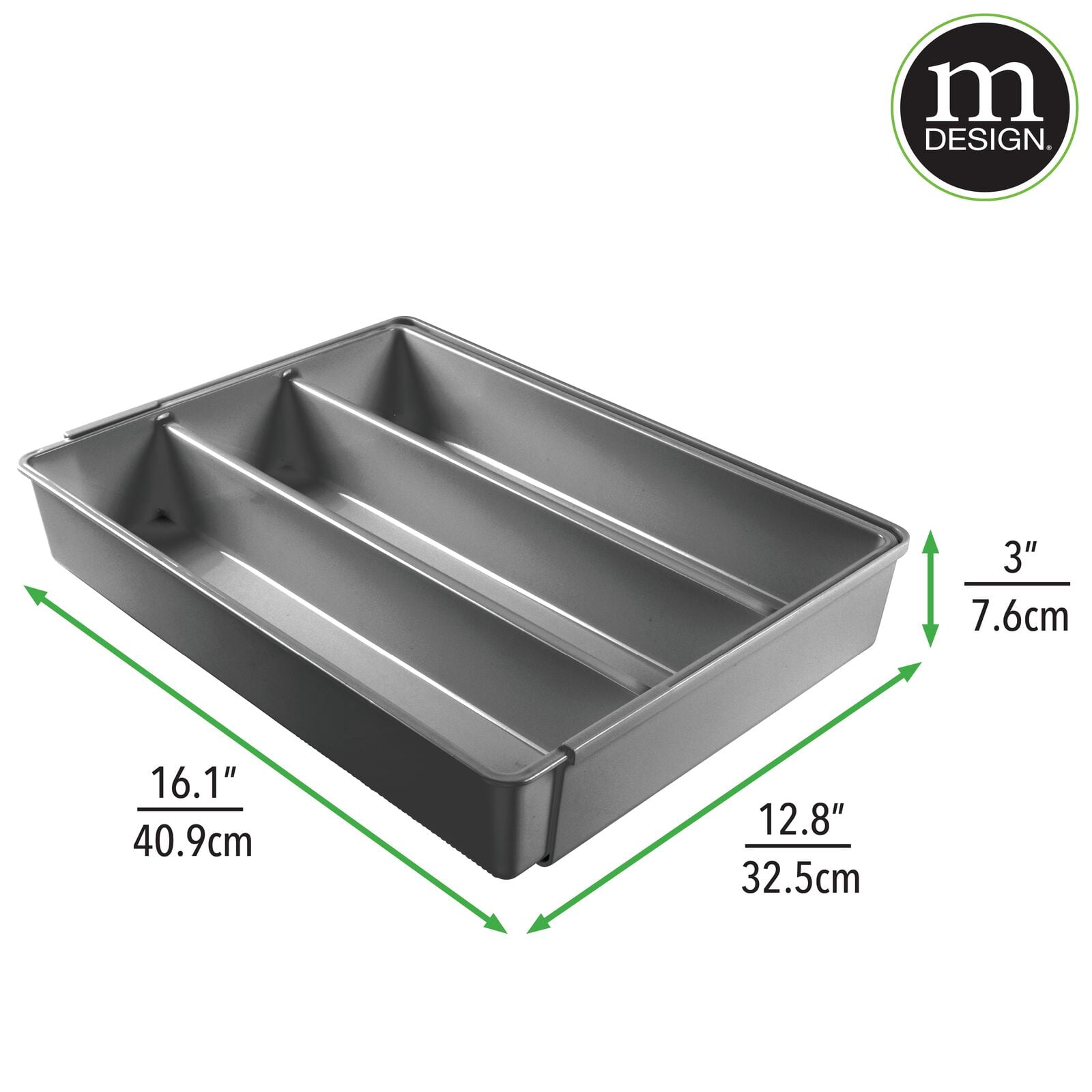 mDesign Plastic Adjustable/Expandable Drawer Storage Organizer, Dark Gray