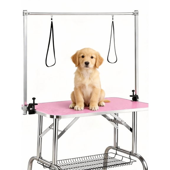 TEQIN Professional Dog Grooming Table, Height Adjustable Pet Grooming Table w/ Grooming Arm & Anti Slip Tabletop, Dog Grooming Station Portable Dog Grooming Table For Small To Large Dogs