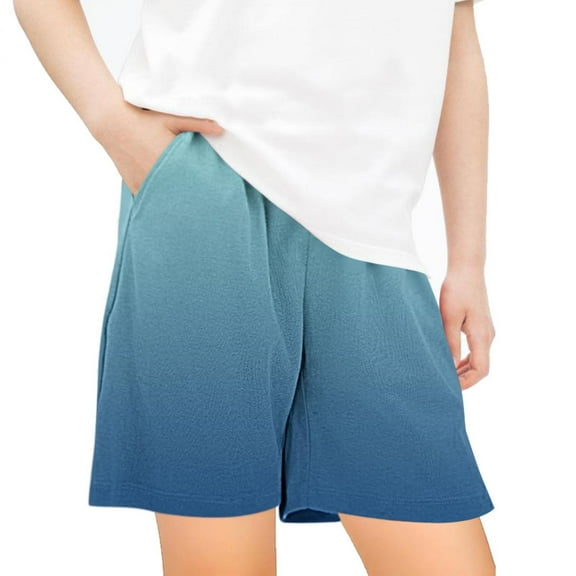 Tdoqot Girls Athletic Shorts with Pockets- Casual Soft Gradient Summer Active Running Shorts Blue Size 9-10