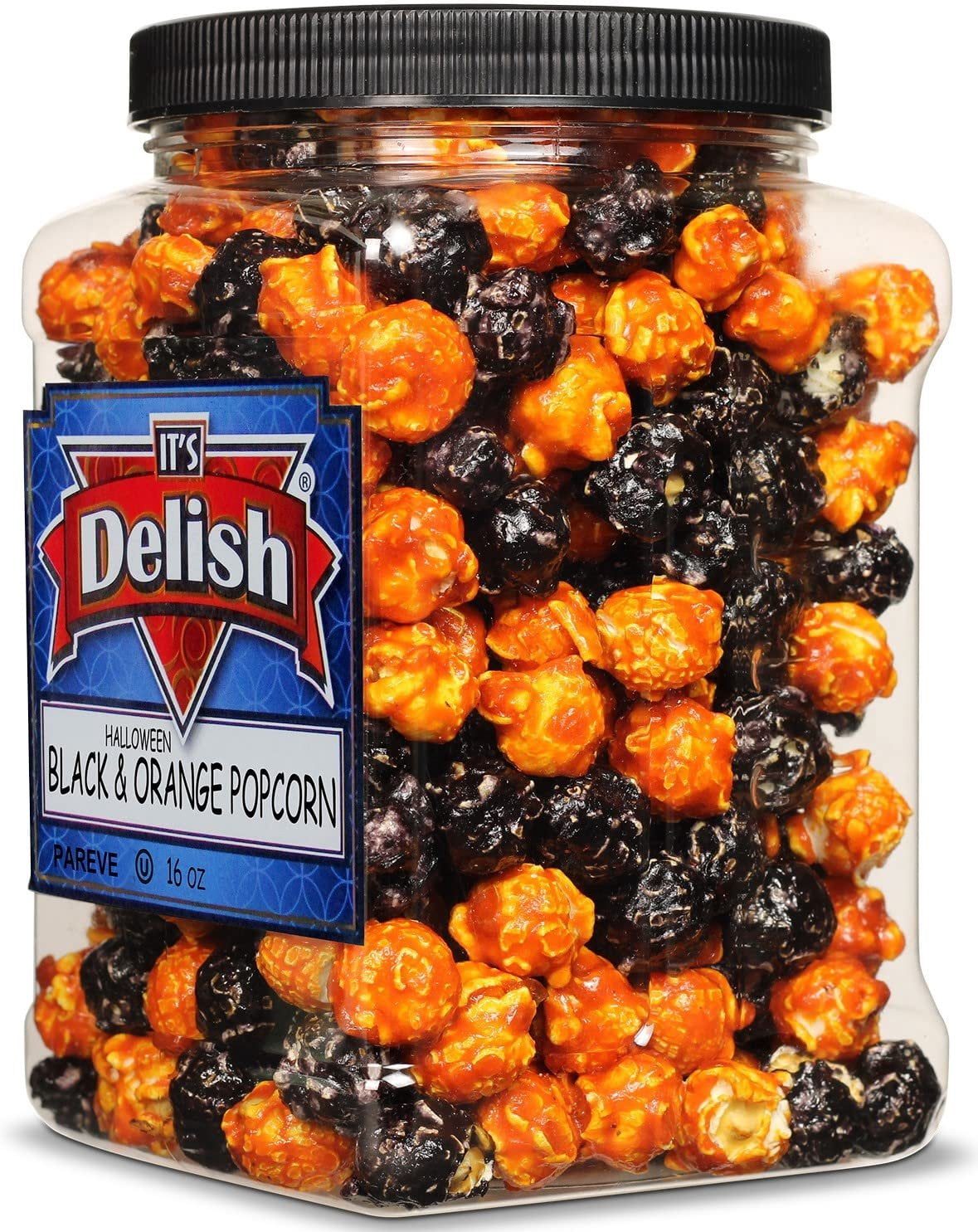 Spooky Pop Halloween Black & Orange Popcorn by It's Delish, 16 Oz Jumbo Container  Bulk Gourmet Air Popped Pop Corn Snack - Fruity Orange & Black Themed Candy Confetti  Parties, Events  Vegan,...