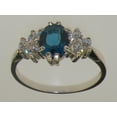 thumbnail image 2 of LBG 10k White Gold Natural London Blue Topaz & Diamond Womens Cluster Ring (0.32 cttw, H-I Color, I2-I3 Clarity), 2 of 5