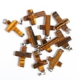 thumbnail image 2 of MATROOY Natural Quartz Crystal Cross Pendant Crucifix Shape Stone Jewelry making-Tiger's Eye-5PCS, 2 of 4