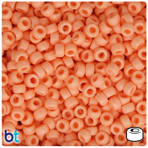 BeadTin Peach Opaque 6.5mm Mini Barrel Plastic Pony Beads (1000pcs)