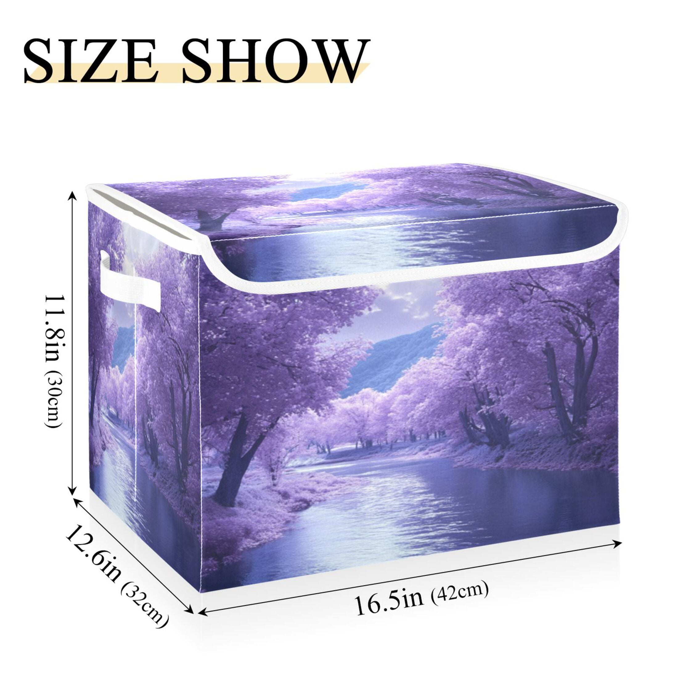 Storage Box With Lid 16.5x12.6x11.8In Foldable Stacked Household Storage Box Purple River Picture