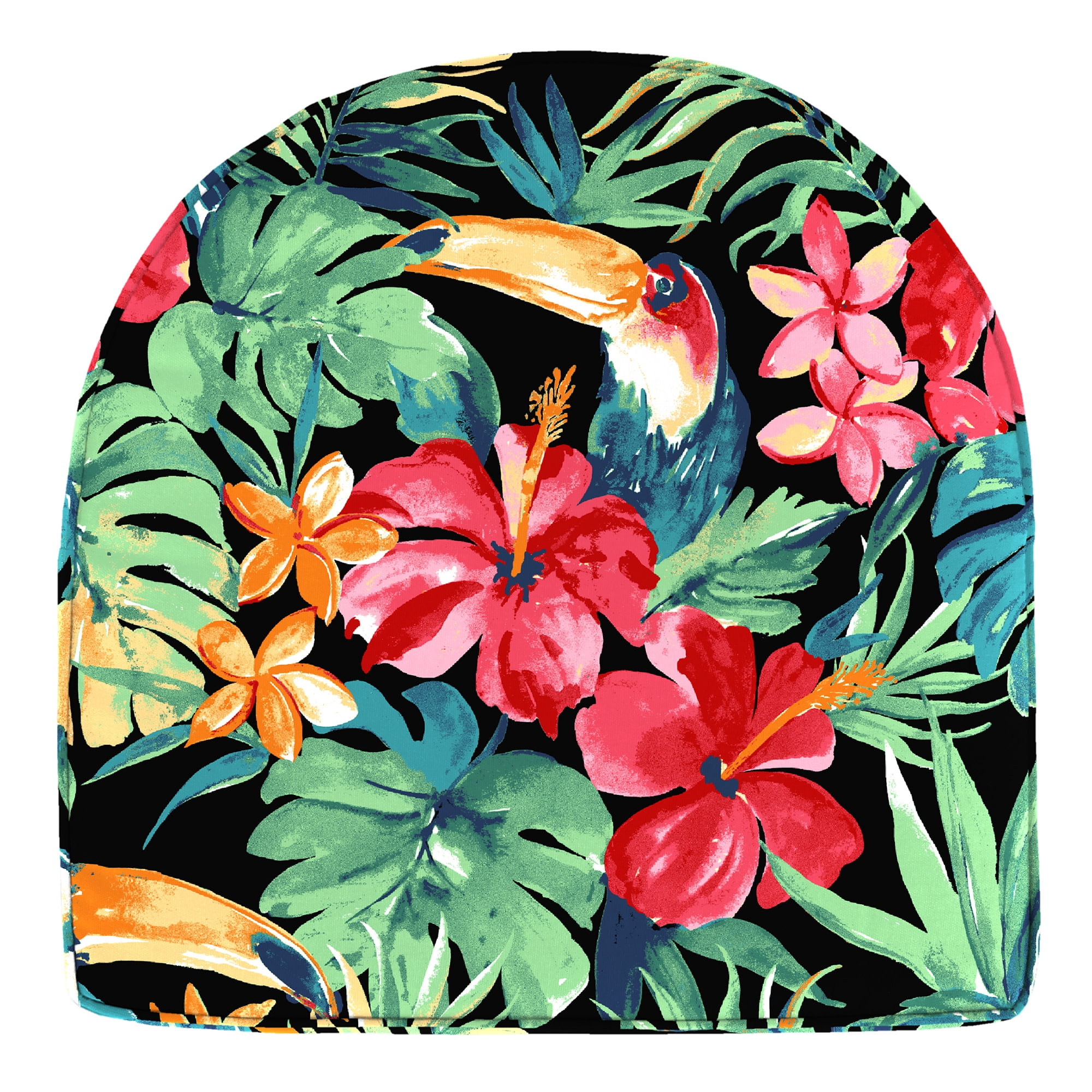 Jordan Manufacturing 17" x 18.5" Rani Citrus Black Tropical Rectangular Contoured Outdoor Chair Pad Seat Cushion with Welt (2 Pack)