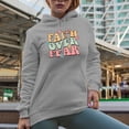 thumbnail image 2 of Distressed Faith Over Fear - Retro Wavy Text Art Merch Gift, Heather Grey Hooded Sweatshirt or Hoodie, 3XL, 2 of 5