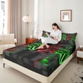thumbnail image 4 of Castle Fairy Gradient Hexagon Gamer Queen Sheet Sets,Abstract Video Game Bed Set, 4 of 7