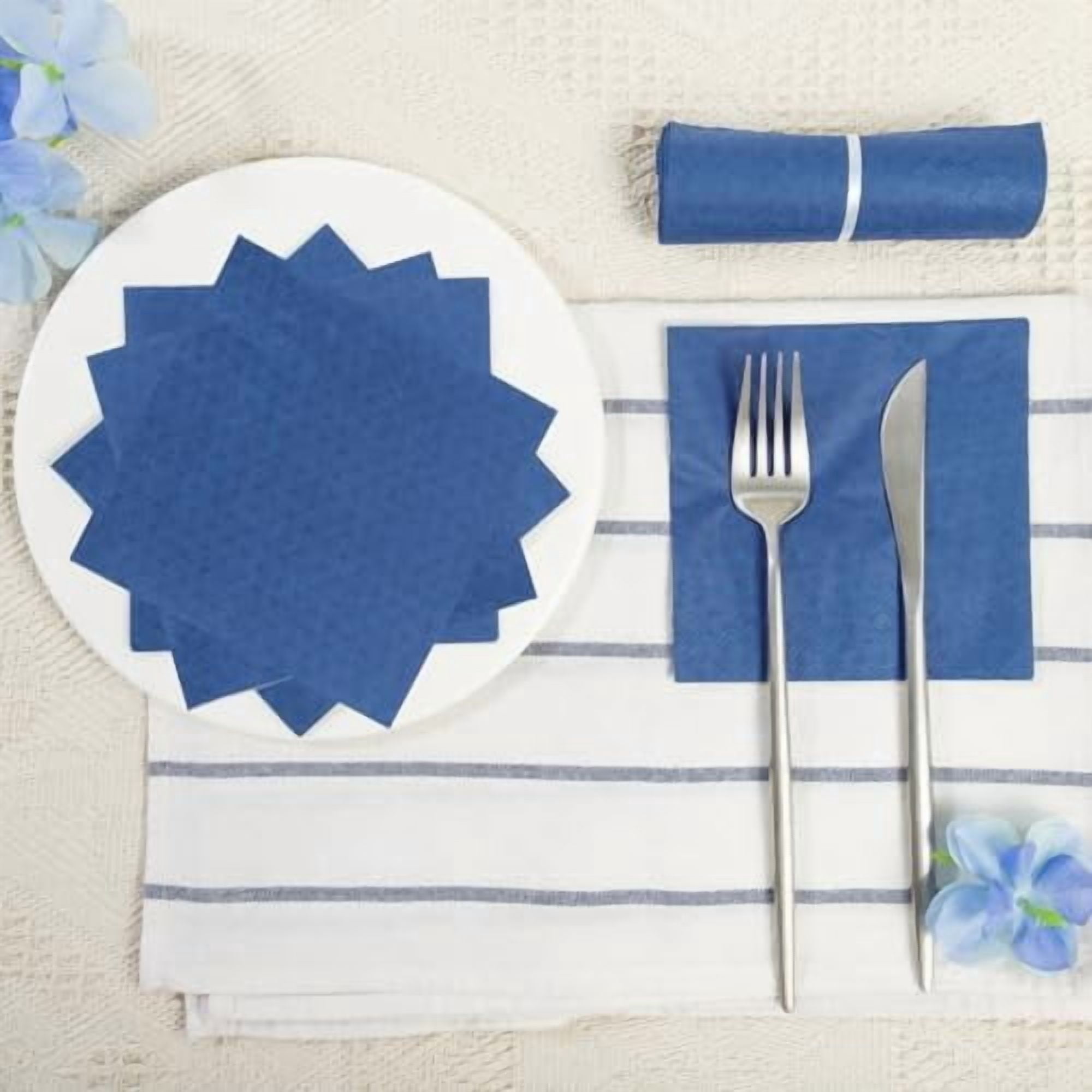200 Pack Cocktail Napkin 2-Ply Dessert Napkins Folded 5 x 5 Inches Disposable Napkins for Dinner Wedding Birthday Party Bridal Anniversary Reception Event (200, Navy Blue)