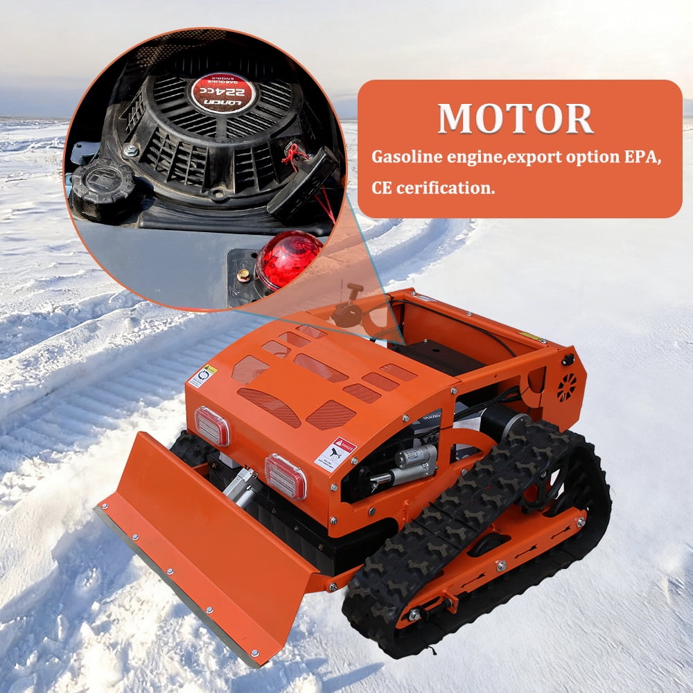 Remote Control Lawn Mower with Snow Plow - 500M Long Range RC Crawler, 50° Slope Capability, 9HP LONCIN 224CC Engine, 21.6" Cutting Width, All-Terrain Robot Mower for Large Yard, Orchard