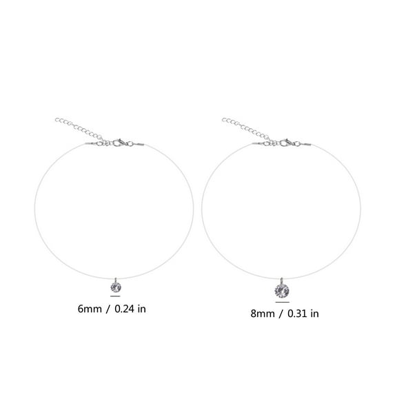 UNTERING Clavicle Chain Fashion Invisible Cubic Zirconia Pendant Necklace Fishing Line Choker Simple Clavicle Chain for Women