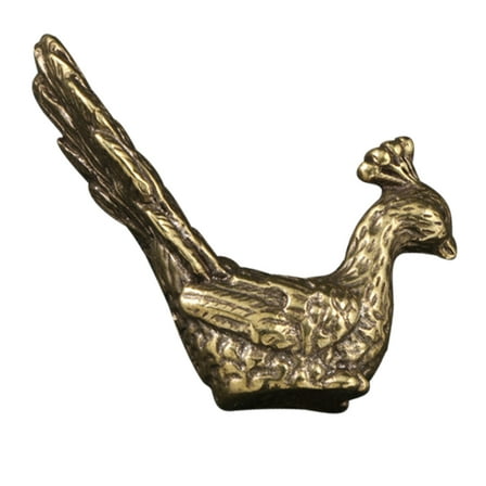 HONMEET Peacock Statue Decor Brass Craft Figurine for Living Room and Desk Decoration 1Pack 4.7x4x1in