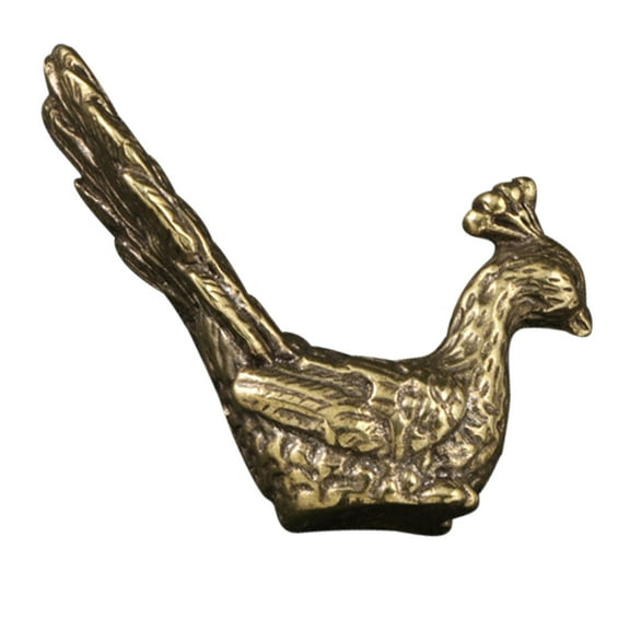 HONMEET Peacock Statue Decor Brass Craft Figurine for Living Room and Desk Decoration 1Pack 4.7x4x1in