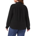 thumbnail image 4 of DARING DIVA Women's Plus Work Office Button Down Shirt Ruffle Stand Collar 1X Black, 4 of 7
