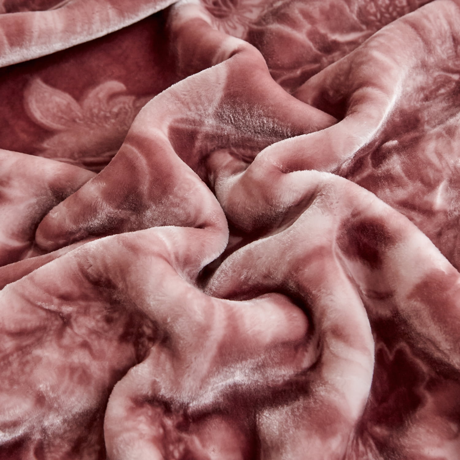 Heavy Thick Fleece Blanket King Size, 10.5lbs,2 Ply A & B Pattern Silky Soft Warm Reversible Raschel Winter Blanket, Minky Soft Plush Blanket for Sofa Bed, 87"x94", Red Bean Paste Floral