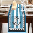 thumbnail image 3 of Table Runners 48 Inches Long Dress Scarves, Blue Anchor Farmhouse Kitchen/Dining Table Runner, Short Coffee Tablerunners, Nautical Summer Beach Coastal Ocean Art 13x48 Inch, 3 of 9