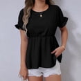 thumbnail image 4 of biudgviw Peplum Tops for Women Crew Neck Ruffled Short Sleeve Shirts Flowy Dressy Tee Cute Badydoll Blouse, 4 of 5