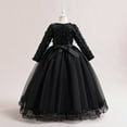 thumbnail image 4 of Girls Elegant Long Sleeve Lace Flower Dress for Special Occasions Wedding Party Floor Length Gown with Bow and Embroidered Details, 4 of 5