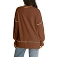 thumbnail image 4 of Womens Work Blouse Dressy Women's Casual Loose Fitting Pullover Sweatshirt Solid Color Split Stitch Long Sleeved Sweatshirt, 4 of 6
