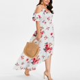 thumbnail image 2 of Jophufed Womens Plus Size Dresses Boho Flower Print Long Dress Casual Short Sleeve Cold Shoulder Dresses for Women Party Casual on Clearance, 2 of 8