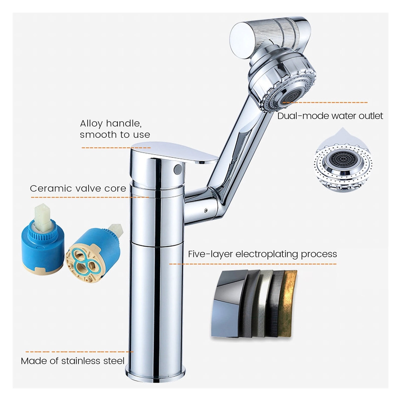 1080 Degree Basin Faucet Kitchen Sink Faucet Bathroom Faucet Mixer Aerator 2 In 1 Black Tap Heated Faucet Mixer Tapware Used In Kitchen Sink Faucets ,Water Saving