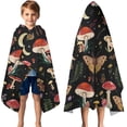 thumbnail image 3 of Red Mushroom Butterfly Black Pattern Hooded Bath Towel，50"x30" for Ages 3 To 12 Kids, Quick Dry Lightweight Soft Microfiber Hood Beach Towel Cover Up for Kids, 3 of 7