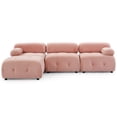 thumbnail image 3 of Convertible Modular Sectional Sofa Couch, Velvet L-Shaped Sectional Sofa with Reversible Ottoman, Modern 4 Seater Button Tufted Corner Sofa Cloud Couch for Living Room Apartment, Pink, 3 of 8