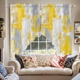thumbnail image 2 of Yellow Gray Abstract Swag Curtain Valance for Windows, Graffiti Brush Window Treatments Short Swag Topper for Kitchen Windows Bathroom Bedroom, 28"x36", 2 of 8