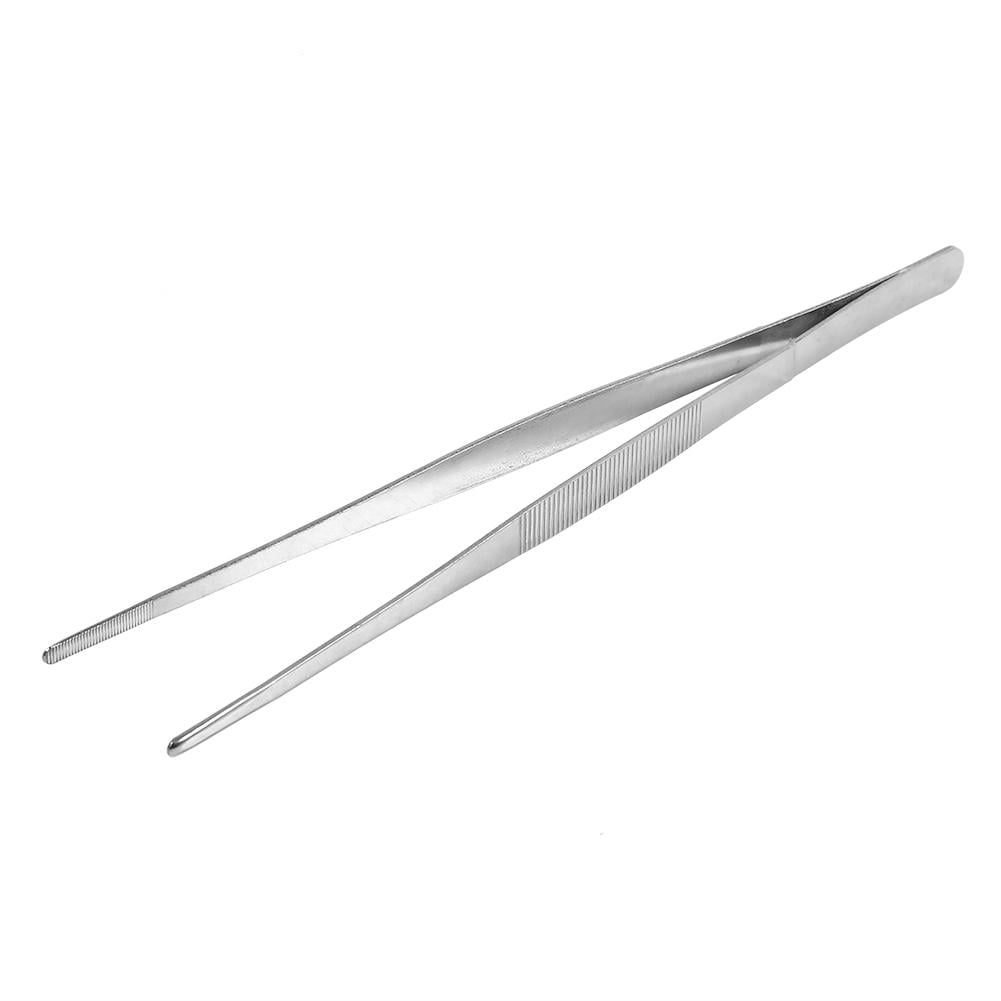 OTVIAP Stainless Steel Silver Long Food Tongs Straight Home Medical