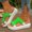 Green, variant on Chunky Knitted Sandals For Women Soft Breathable, Candy Platform Heels Colorful Summer Style, Patchwork Beach Slides Non Slip Comfort, Lightweight Open Toe Holiday Vacation Flats