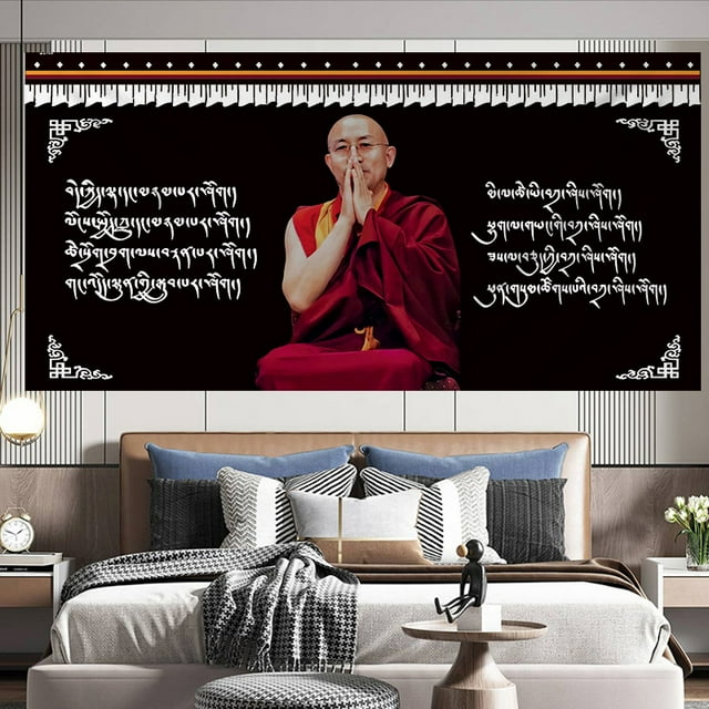 Tapiz de pared con diseño de budismo tibetano, microtela, 150 x 130 cm