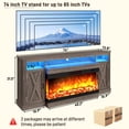 thumbnail image 5 of ANPOO 74'' Farmhouse TV Stand with 40'' 3-Sided Glass Fireplace, 32'' Tall Entertainment Center with LED Lights for TVs up to 85", 5 of 7