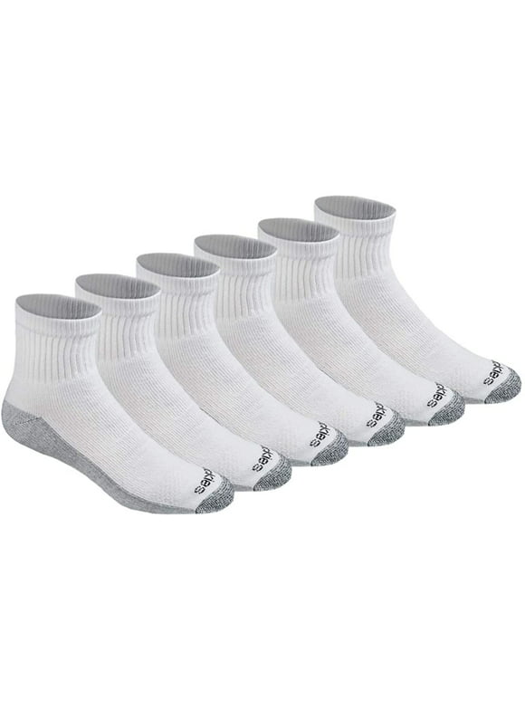 Dickies Mens Dri-tech Performance Work Quarter Socks 6 Pack White 6-12