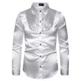 thumbnail image 1 of Men Sequins Slim Fit Button-down Shirts Long Sleeve Shirt Tops, 1 of 4