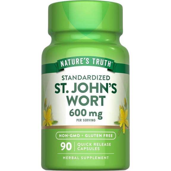 St Johns Wort Capsules | 600mg | 90 Count | For Men and Women | by Nature's Truth