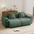 thumbnail image 3 of Leumius 2 Seater Cloud Loveseat Sofa,Modular Velvet Fabric Deep Seat Boneless Couch with 2 Throw Pillows,Square Arm Sofa for Living Room Apartment,No Assembly,Green, 3 of 14