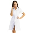 thumbnail image 3 of iefiel Robe de Travail pour Femme Col à Revers Boutons devant Uniforme de Médecin Infirmière Blanc TTG, 3 of 8