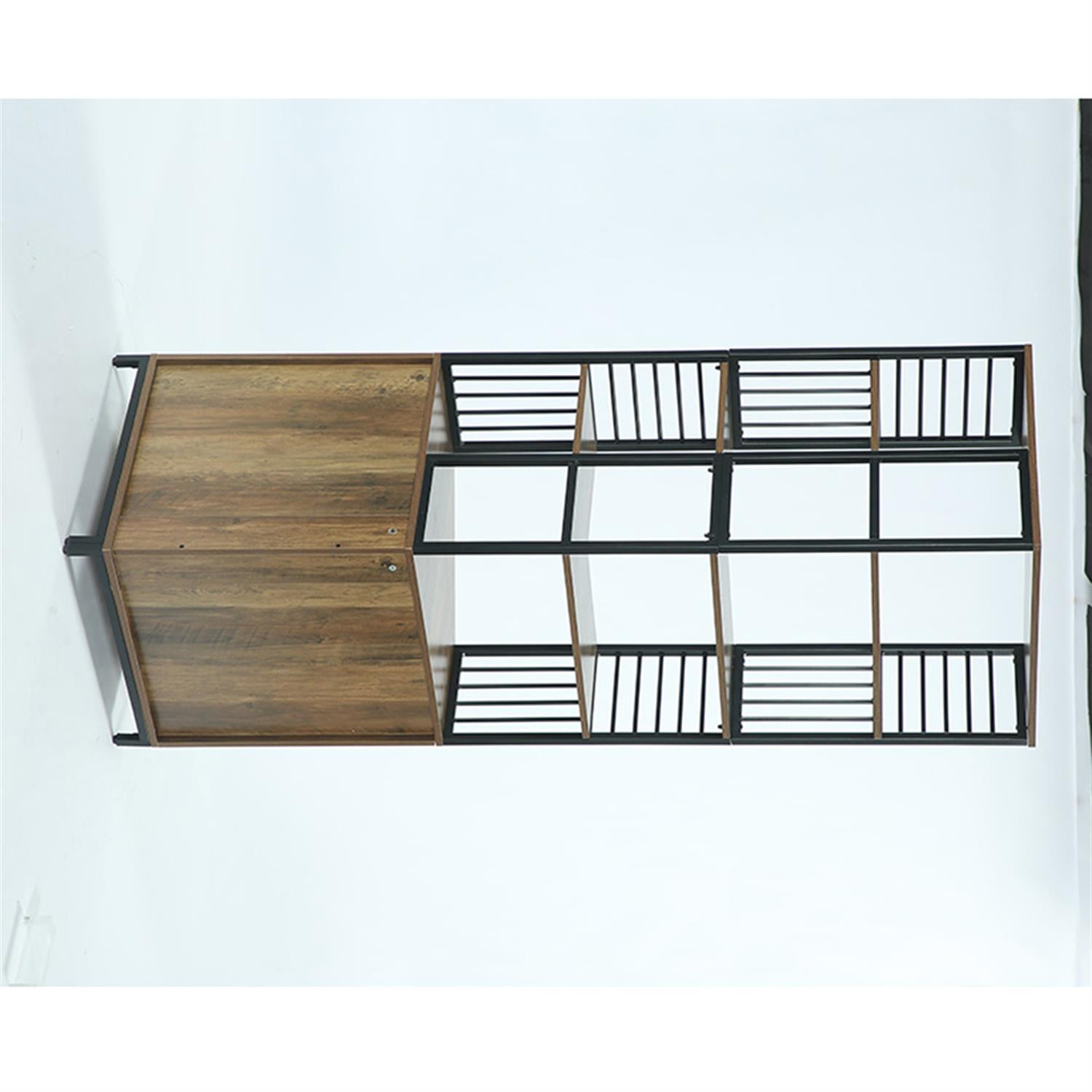 Demi Bonn 77" Corner Shelf, Industrial Bookshelf Display Shelving Unit Storage Cabinet for Home Living Room, Office, Brown